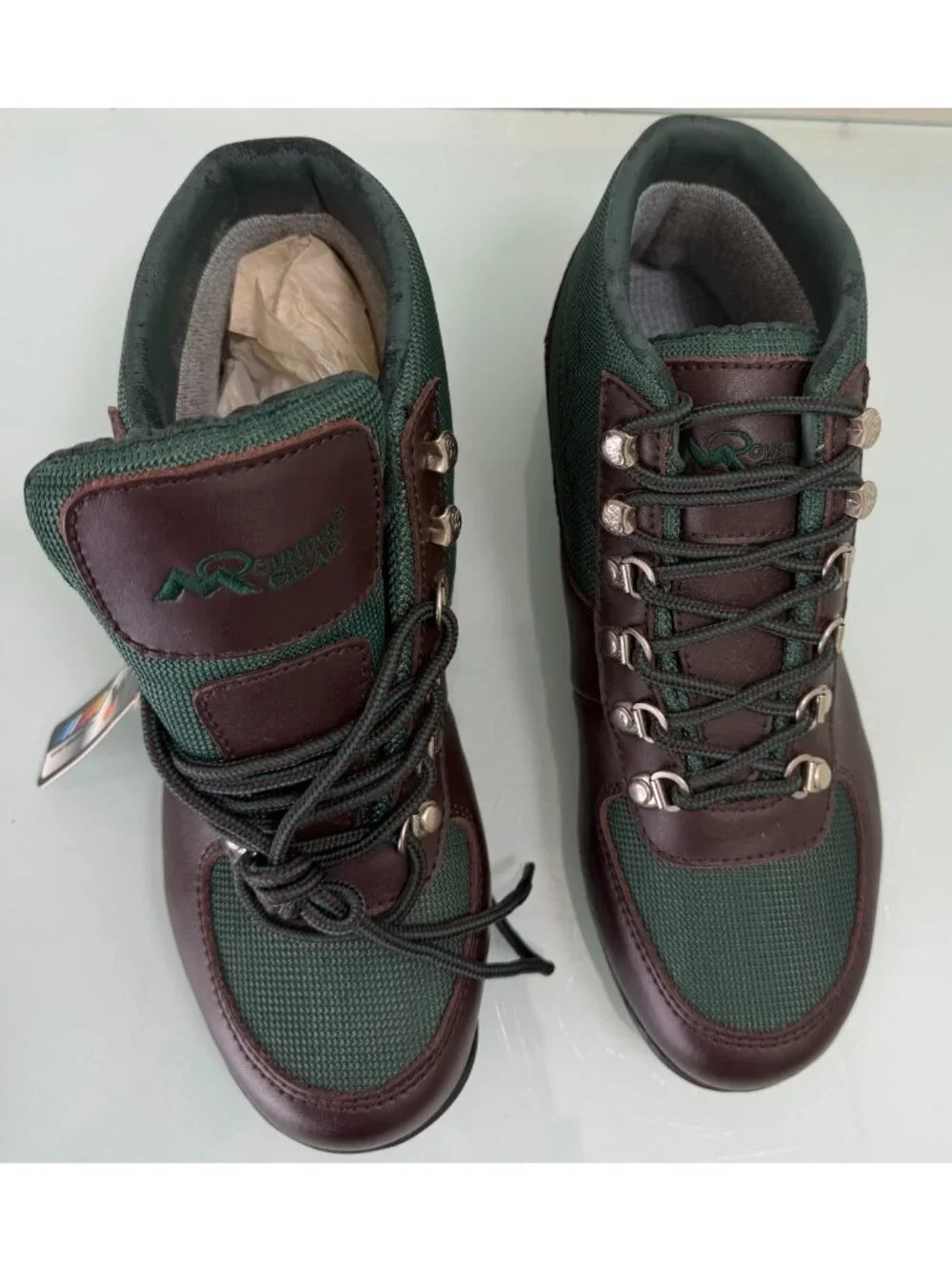 Mountain Gear Hiking Field Ankle Boots Mens 8.5 Leather Canvas Beef & Broccoli